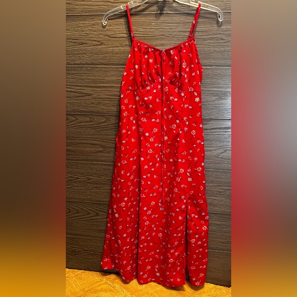 SHEIN Dresses & Skirts - SHEIN Red Floral Wrap Dress with Delicate Print